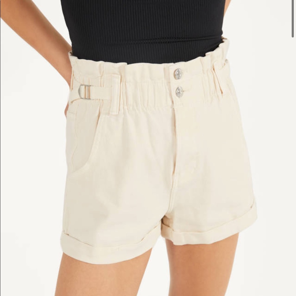 Cream high rise shorts
